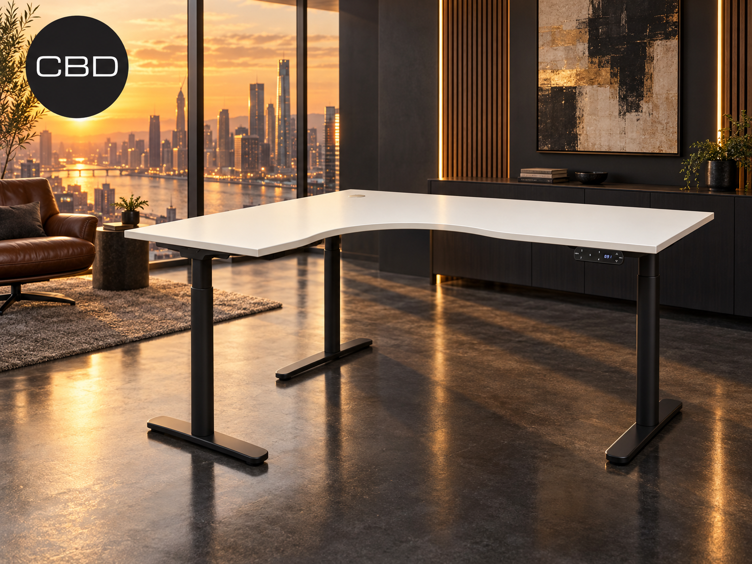 UPpy Pro L-shaped sit stand corner desk