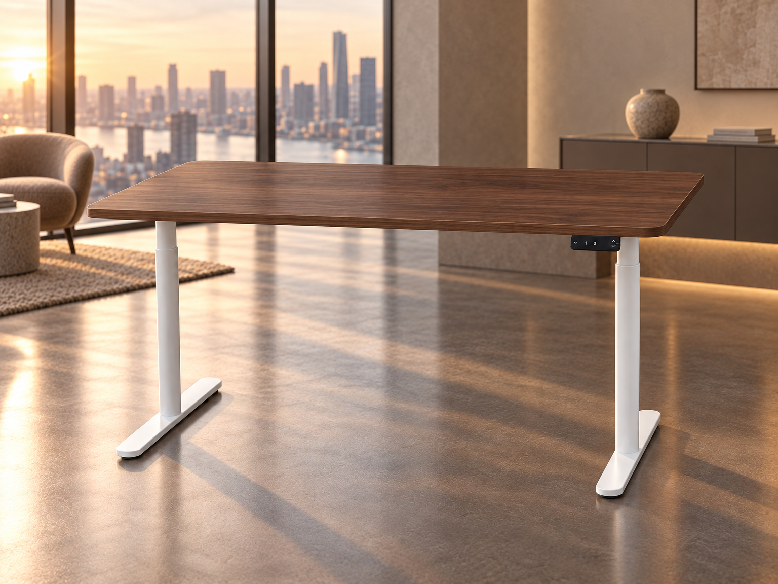 UPpy Pro white frame with walnut top