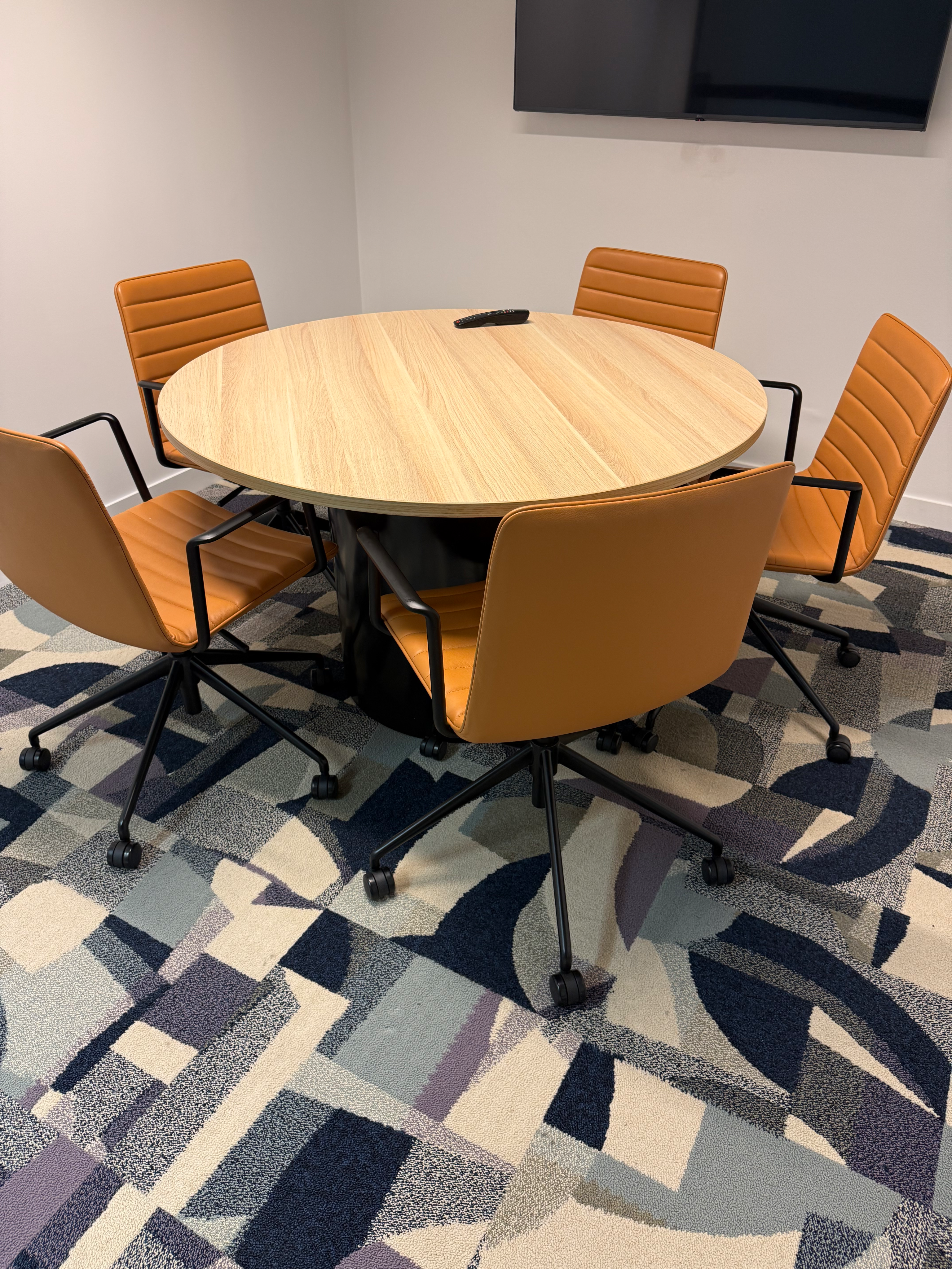 Boardroom & Meeting Setting - 3200 x 1200 Board Table, 1200 Round Table, 17 Meeting Chairs, 2 Seat Reception Setting alternate view