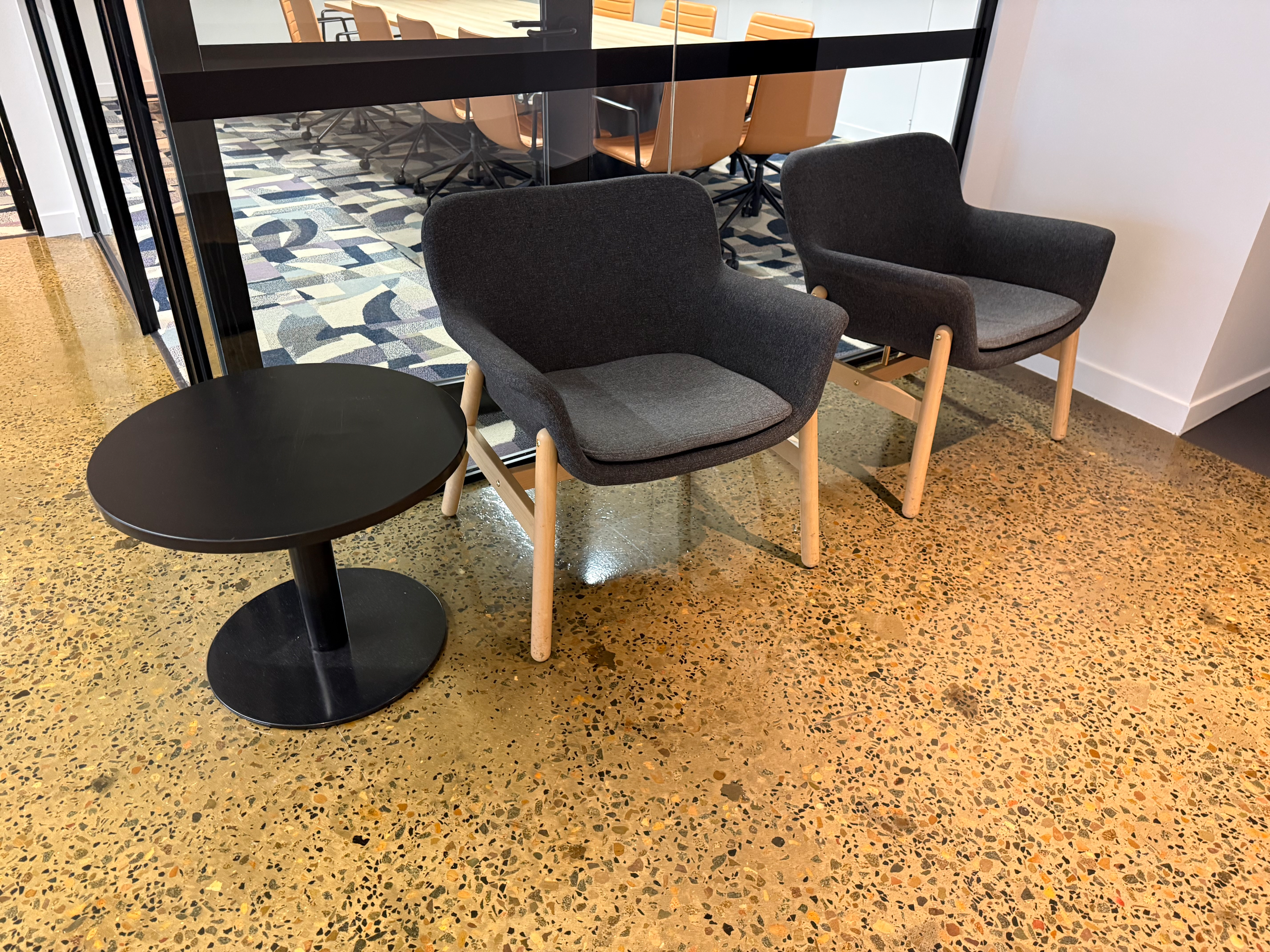 Boardroom & Meeting Setting - 3200 x 1200 Board Table, 1200 Round Table, 17 Meeting Chairs, 2 Seat Reception Setting alternate view 2