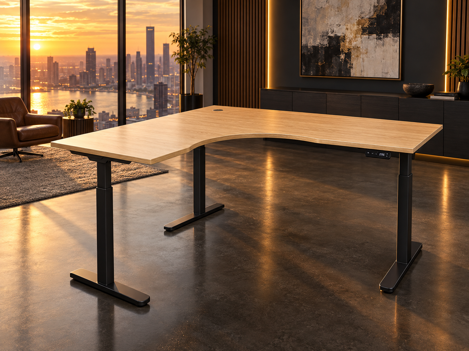 UPpy Pro L-shaped sit stand corner desk thumbnail