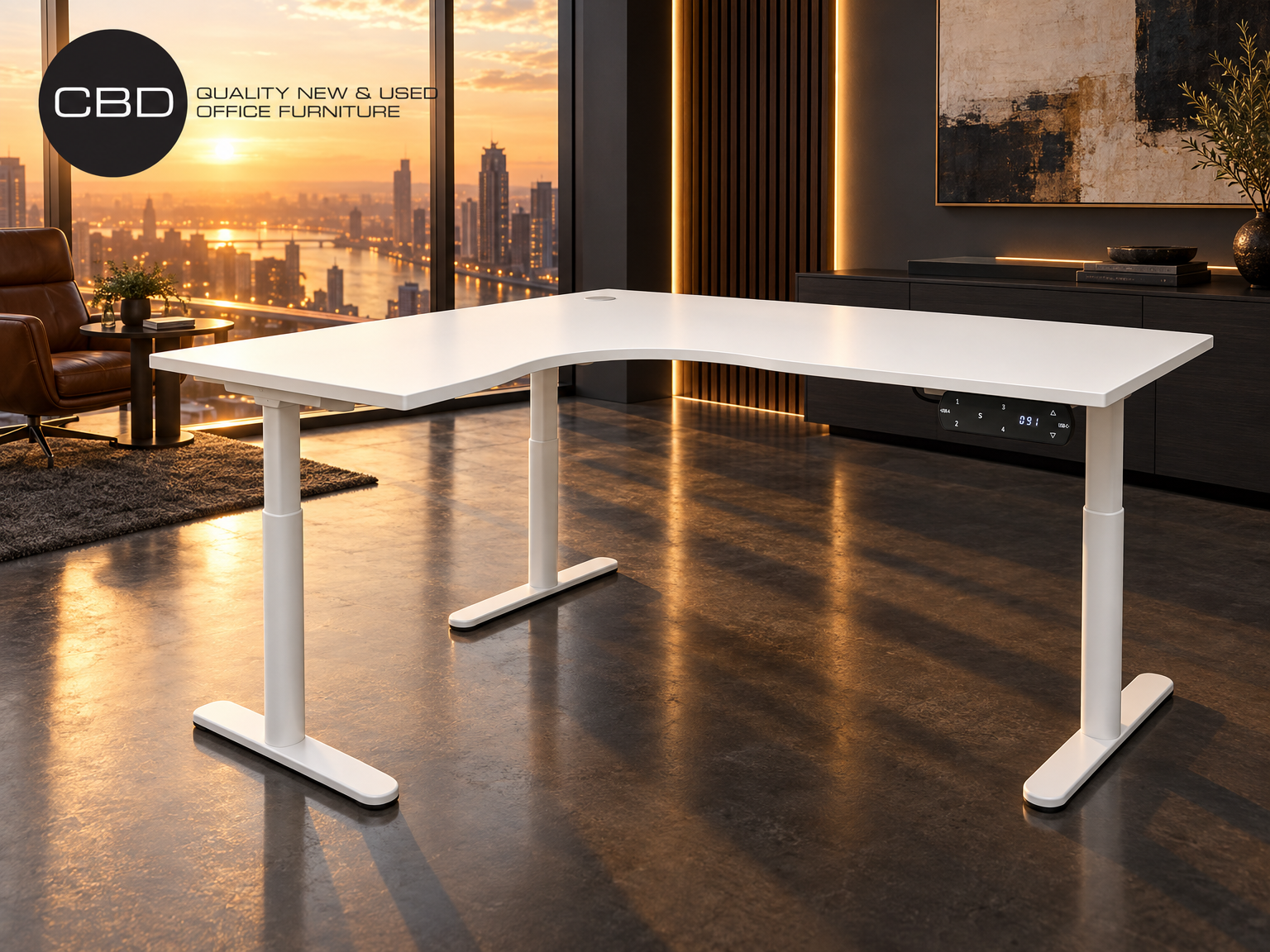 UPpy Pro L-shaped sit stand corner desk thumbnail