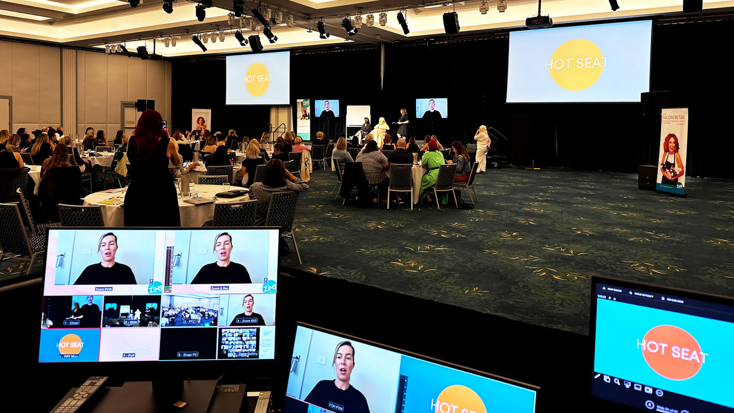 Online event platform displaying a professionally produced presentation