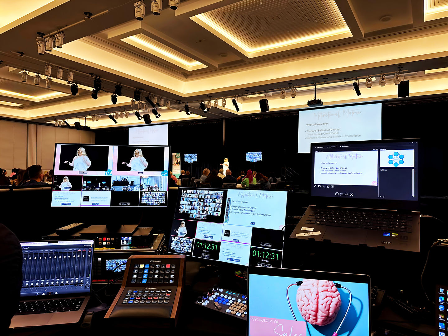 Audio visual production for a hybrid conference